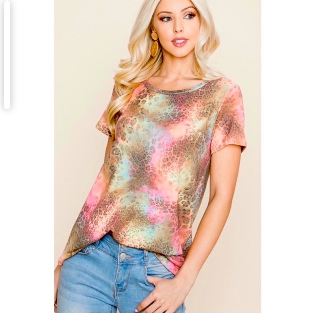 Nwt Tie dye cheetah shirt